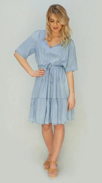 SUKIENKA JEANSOWA Z FALBANĄ BŁĘKITNA (391ART)