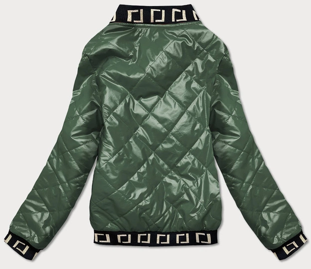 Błyszcząca kurtka damska bomberka zielona (b9798-10)