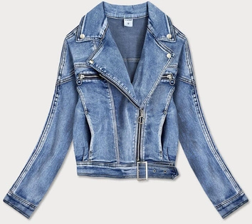 JEANSOWA DAMSKA KURTKA OVERSIZE NIEBIESKA (5803-K)