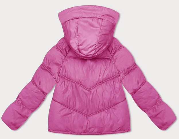 Luźna kurtka damska z kapturem neonowy róż (8118)