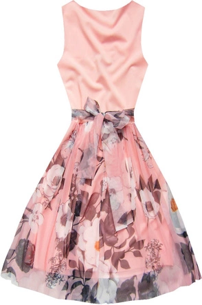 SUKIENKA Z TIULEM W KWIATY PUDROWY RÓŻ (ART27)