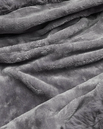 Damska kurtka jeansowa na futrzanej podszewce czarny/szary (R8068-109)