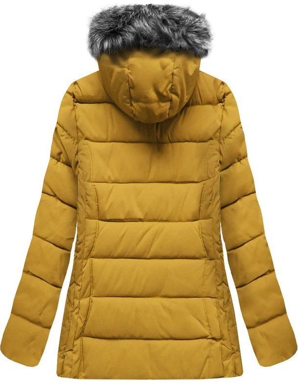 PIKOWANA KURTKA Z KAPTUREM ŻÓŁTA (R9505)