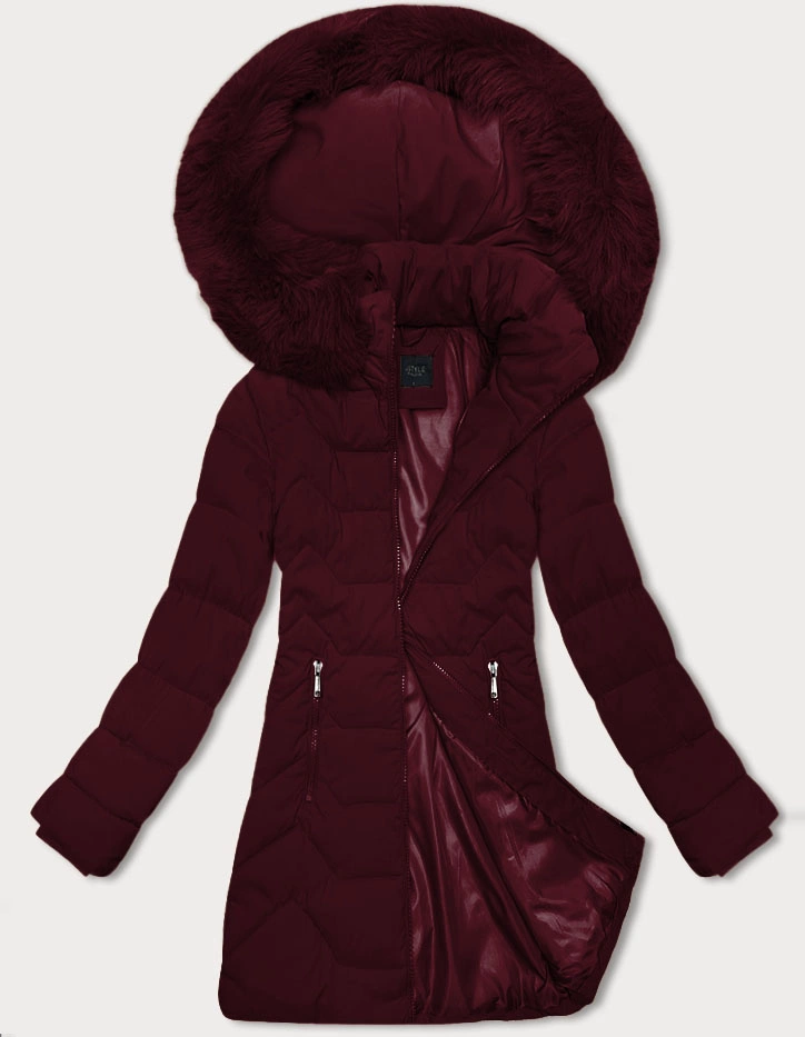 Kurtka damska z kapturem J Style bordowa (16M9121-06)