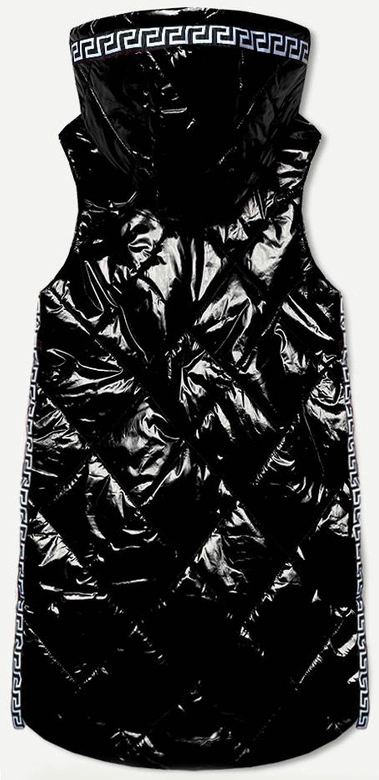 Błyszcząca kamizelka z lamówkami czarna (7004BIG)