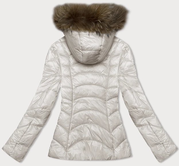 Przejściowa pikowana kurtka z kapturem damska Glakate ecru (LU-2202)