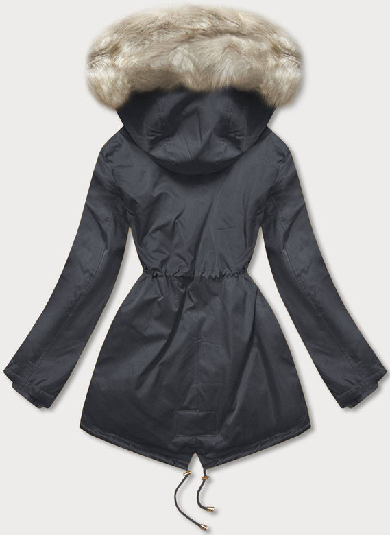 DAMSKA PARKA ZIMOWA NA FUTERKU GRANATOWA (B508)
