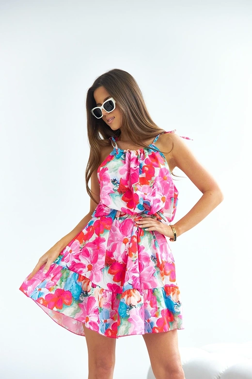 Sukienka z falbaną różowa (653)