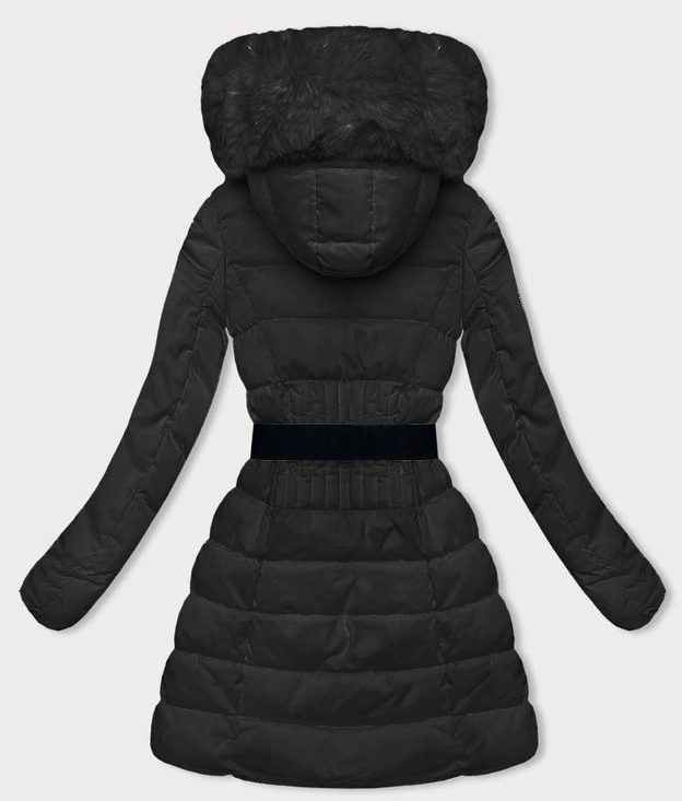 Puchowa zimowa kurtka damska czarna (2M-007)