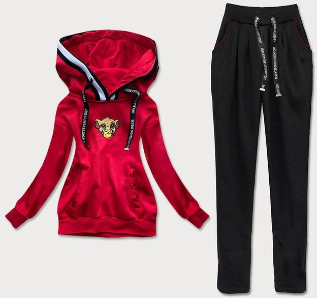 Komplet dresowy damski lew czerwony (amg812)