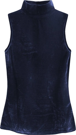 WELUROWY GOLF BEZ RĘKAWÓW GRANATOWY (3683)