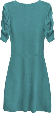 SWETERKOWA SUKIENKA TURKUSOWA (X1109X)