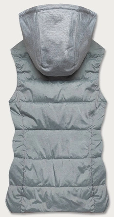 Kamizelka damska z dzianinowym kapturem szaro-niebieska (DW-21604)