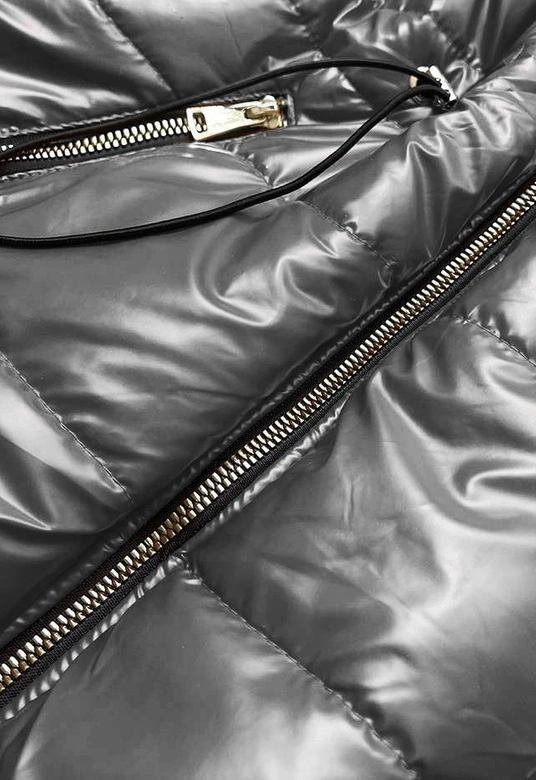 Błyszcząca kamizelka z kapturem grafitowa (b8130-70)