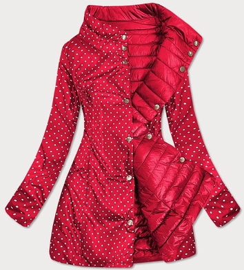 DWUSTRONNA KURTKA DAMSKA CZERWONA-GROSZKI (20033)