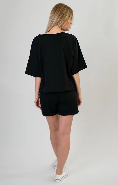 DRES SPORTOWY DAMSKI BLUZA I SZORTY CZARNY (608ART)