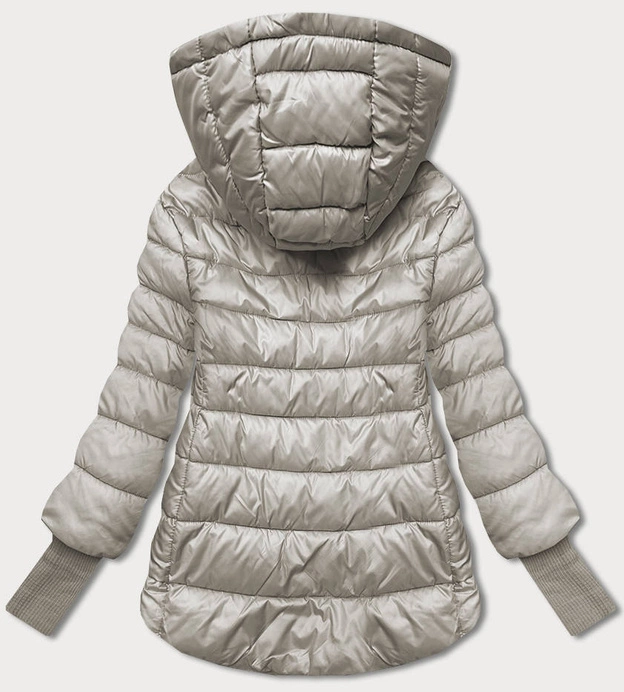 Krótka kurtka damska z dzianinowymi ściągaczami beżowa (P22/P3-6636/P3-6023-62)