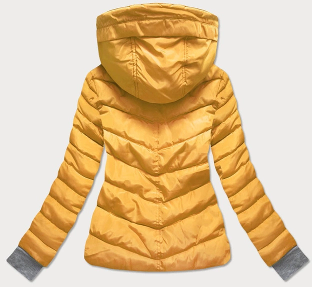 KRÓTKA KURTKA ZIMOWA DAMSKA Z KAPTUREM ŻÓŁTA (717ART)