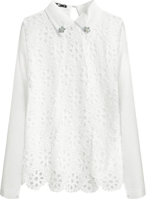 ELEGANCKA BLUZKA Z KOŁNIERZYKIEM BIAŁA (X6317X)