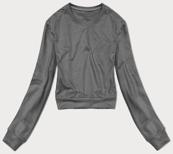 Cienka krótka bluza dresowa damska ciemnoszara (8B938-5)