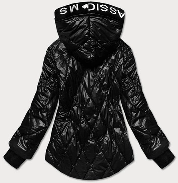 Pikowana kurtka damska z kapturem czarna (hs-1809)