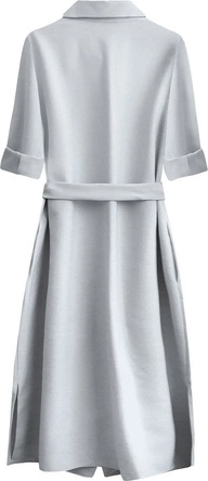 SUKIENKA Z GUZIKAMI I PASKIEM MIDI JASNOSZARA (293ART)