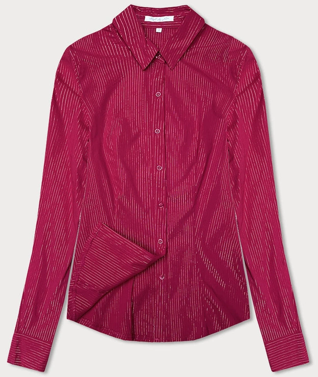 Koszula damska w srebrne paseczki ciemnoróżowa (AWT0111)