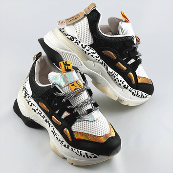 Damskie sneakersy panterka czarne (bx1827-sp)