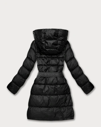 Dwustronna kurtka zimowa plus size czarna/panterka (M6-6008-1)