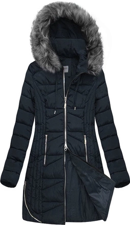 PIKOWANA KURTKA Z KAPTUREM GRANATOWA (B2632-30)