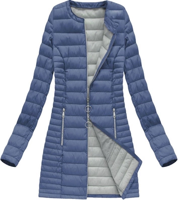 DŁUGA PIKOWANA KURTKA NIEBIESKA (21819)