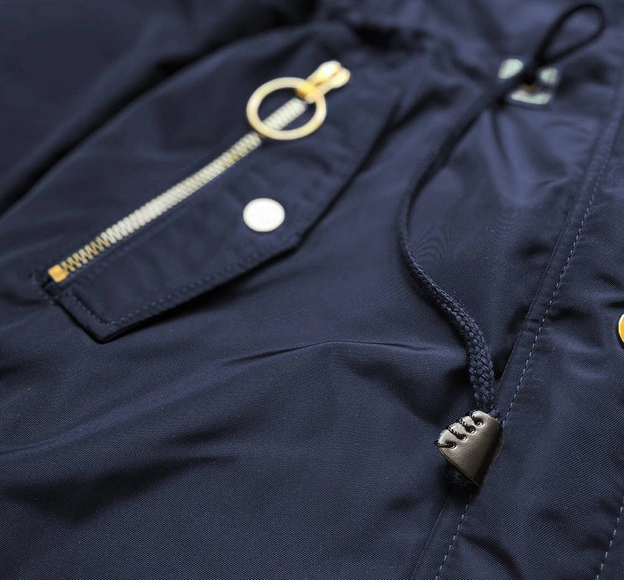 DWUSTRONNA KURTKA DAMSKA ZIMOWA Z KAPTUREM GRANATOWA (W707/1)