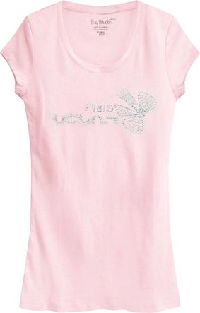 BAWEŁNIANA BLUZKA Z DŻETAMI PUDROWY RÓŻ (441/12ART)