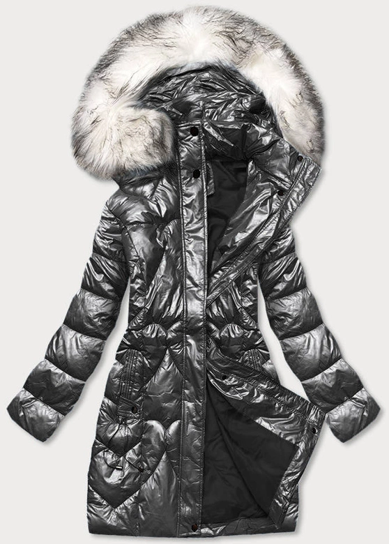 Taliowana kurtka zimowa damska czarna (16m9051-392)