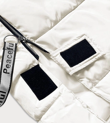 Długa kurtka puchowa damska ecru (AG3-3038)