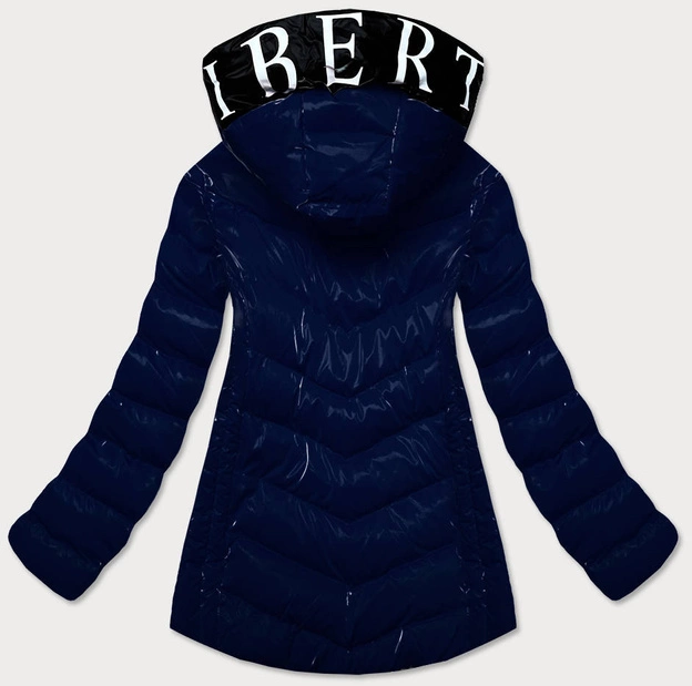 Błyszcząca kurtka damska z ozdobną podszewką niebieska (xw810x)