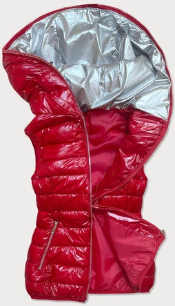 PIKOWANY BŁYSZCZĄCY BEZRĘKAWNIK DAMSKI CZERWONY (B9766)