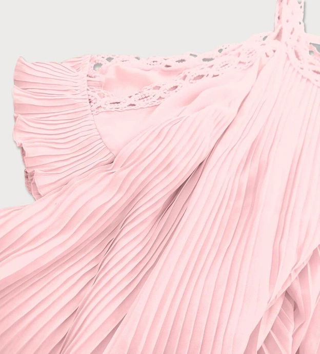 PLISOWANA SUKIENKA Z WYCIĘTYMI RAMIONAMI ŁOSOSIOWA (342ART)