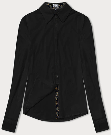 Bluzka z ozdobnym wykończeniem czarna (YX013)