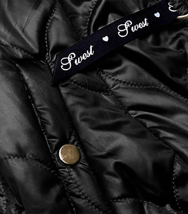 KRÓTKA KURTKA DAMSKA ZE STÓJKĄ CZARNA (B8122-1)