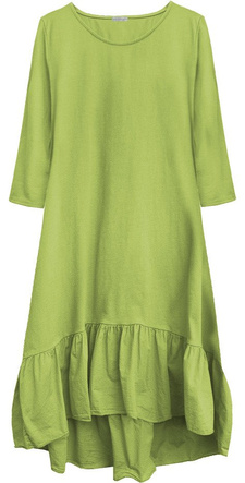 BAWEŁNIANA SUKIENKA OVERSIZE LIMONKOWA (403/3ART)