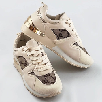 Damskie adidasy na podwyższonej podeszwie beżowe (666-21)