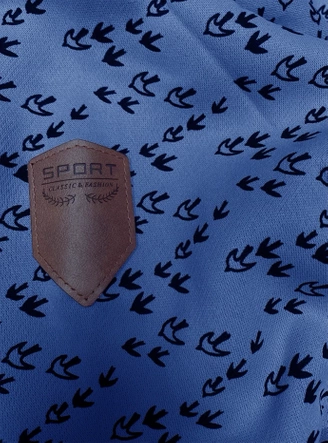 Sportowa bluza z kapturem w jaskółki niebieska (2309)