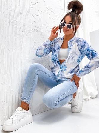 Welurowa bluza typu bomber niebieska (707S)