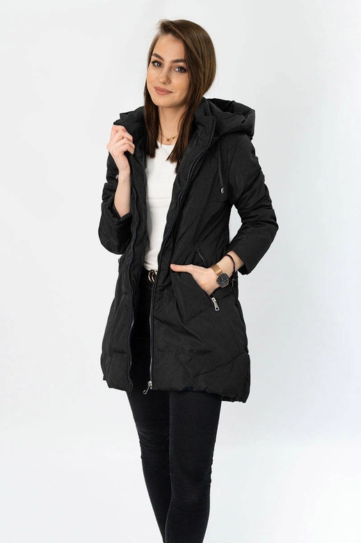 ASYMETRYCZNA KURTKA TRAPEZOWA CZARNA (958)