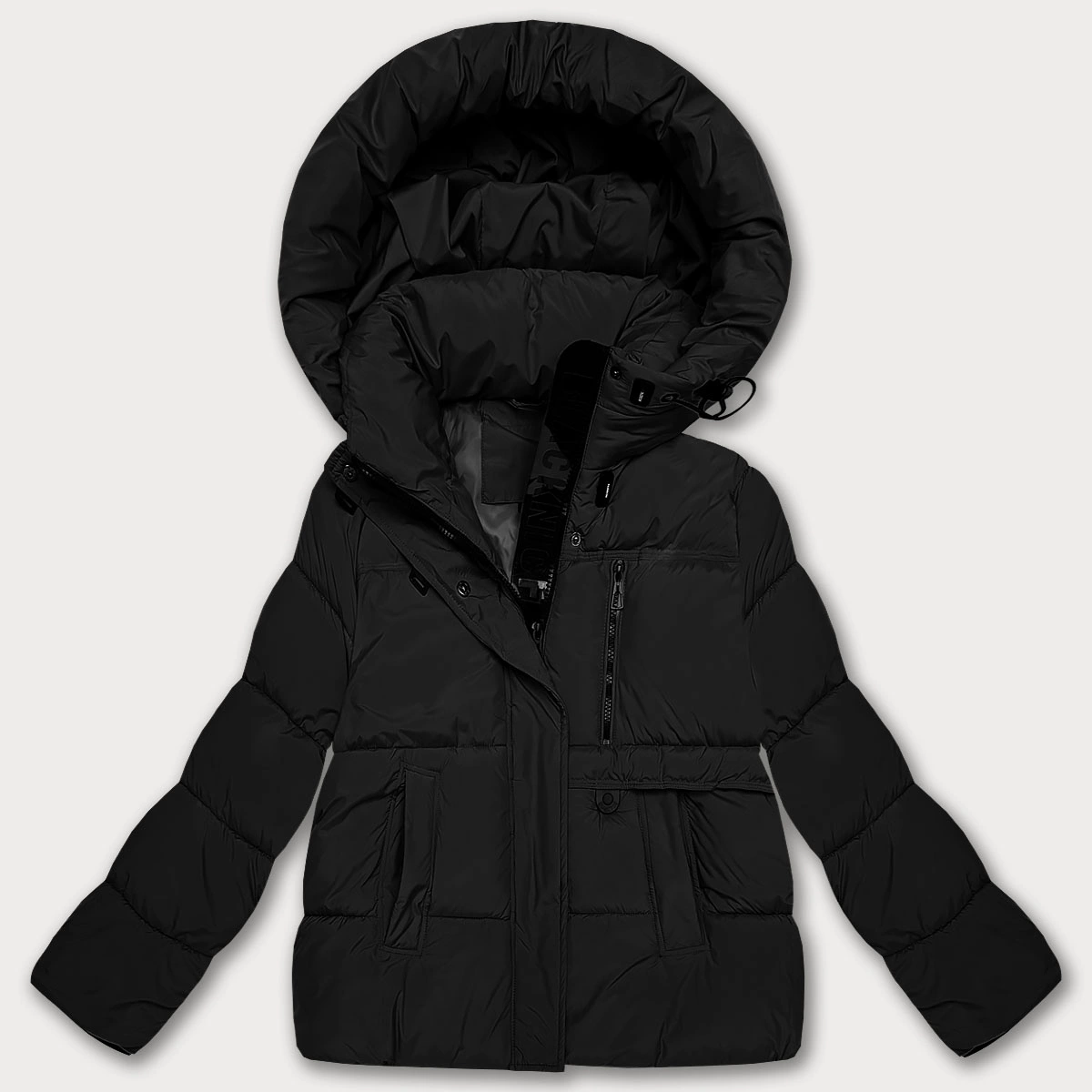 Puchowa luźna kurtka damska z kapturem S'West czarna (B8529-1)