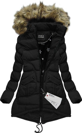 ASYMETRYCZNA KURTKA Z KAPTUREM CZARNA (W815)