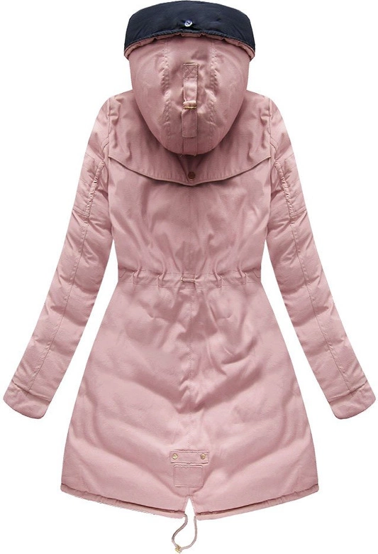 DWUSTRONNA DAMSKA KURTKA ZIMOWA Z KAPTUREM RÓŻOWO-GRANATOWA (W632)