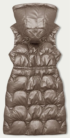 Taliowana kamizelka z kapturem cappuccino (B8172-12)