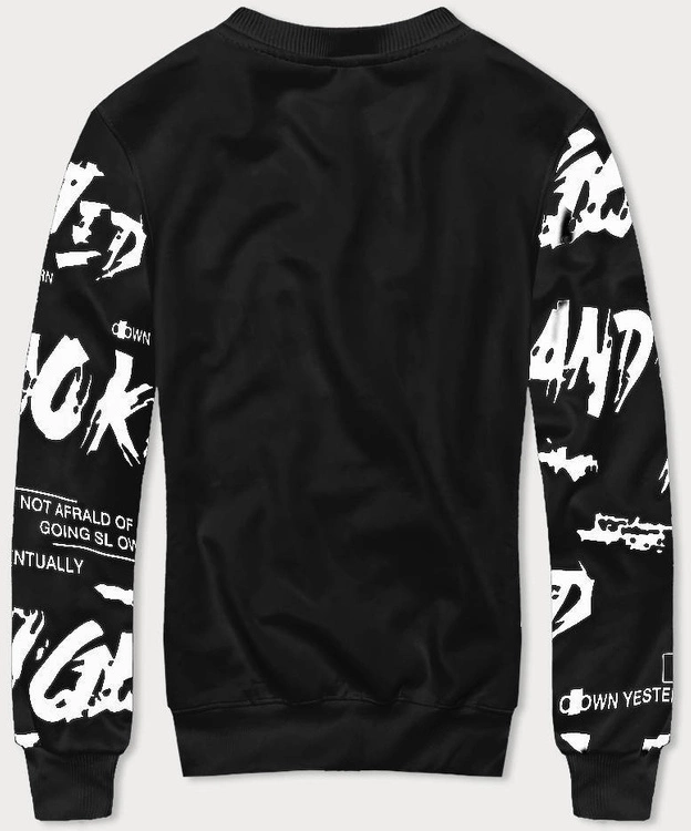 Cienka bluza ze ściągaczami czarna (8B1107-3)